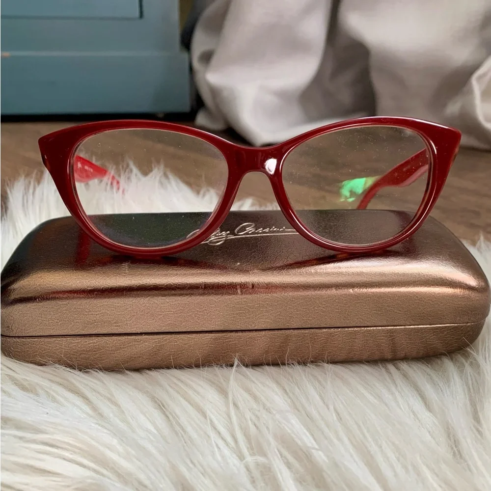 Oleg Cassini Bold Red Glasses - Picture 3 of 10